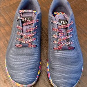 NOBULL Women’s Navy Sneakers with Multicolor Laces - Size 8